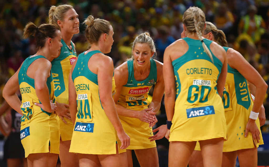 VICTORY: Laura Geitz speaks to her Australian Diamonds team in a huddle during the 2015 Netball World Cup grand final victory in Sydney. VICTORY: Laura Geitz speaks to her Australian Diamonds team in a huddle during the 2015 Netball World Cup grand final victory in Sydney.
